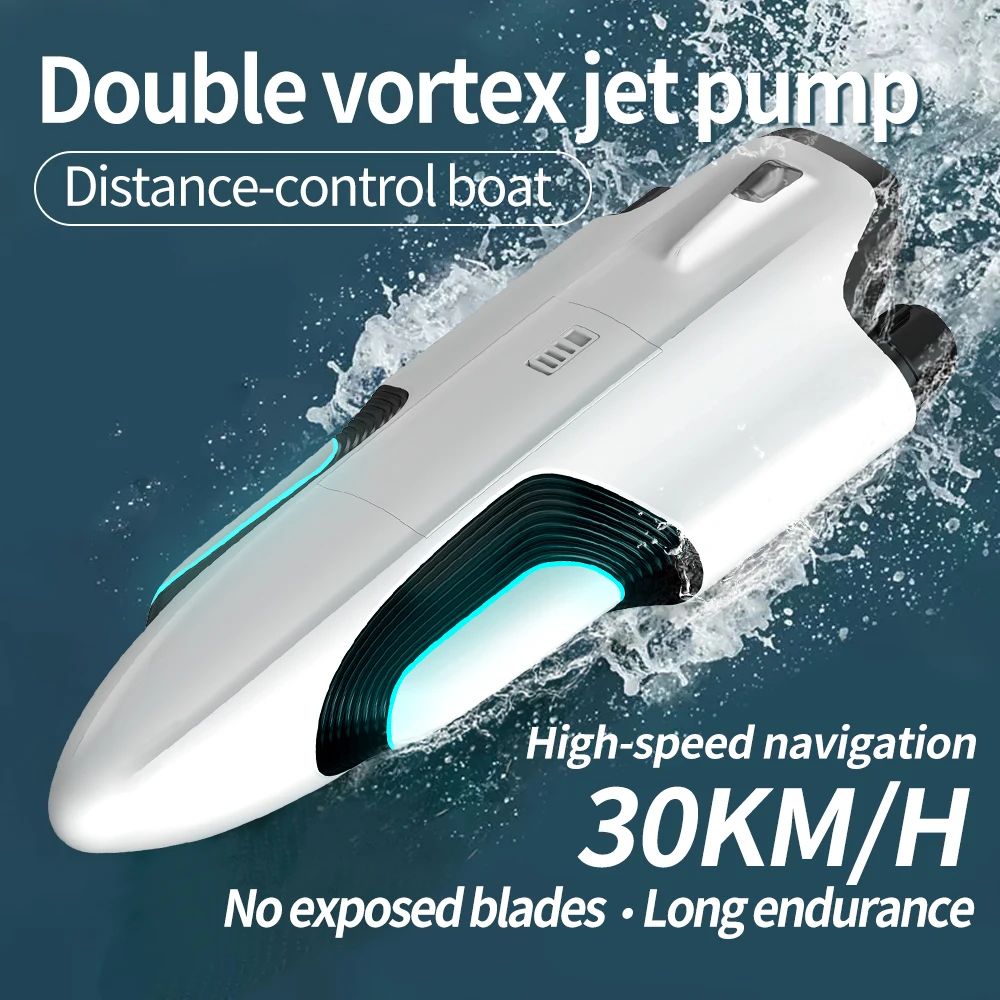 New S2 RC high-speed speedboat model dual motor lighting competition remote control boat adult boy toy gift 2