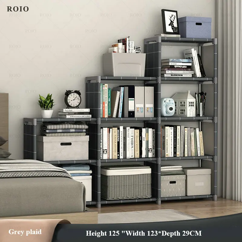 Simple Bookshelf 5-Layer Storage Rack Easy to Install Magazine Bookcase Space-saving Sundries Organizer Rack Home Furniture 2022