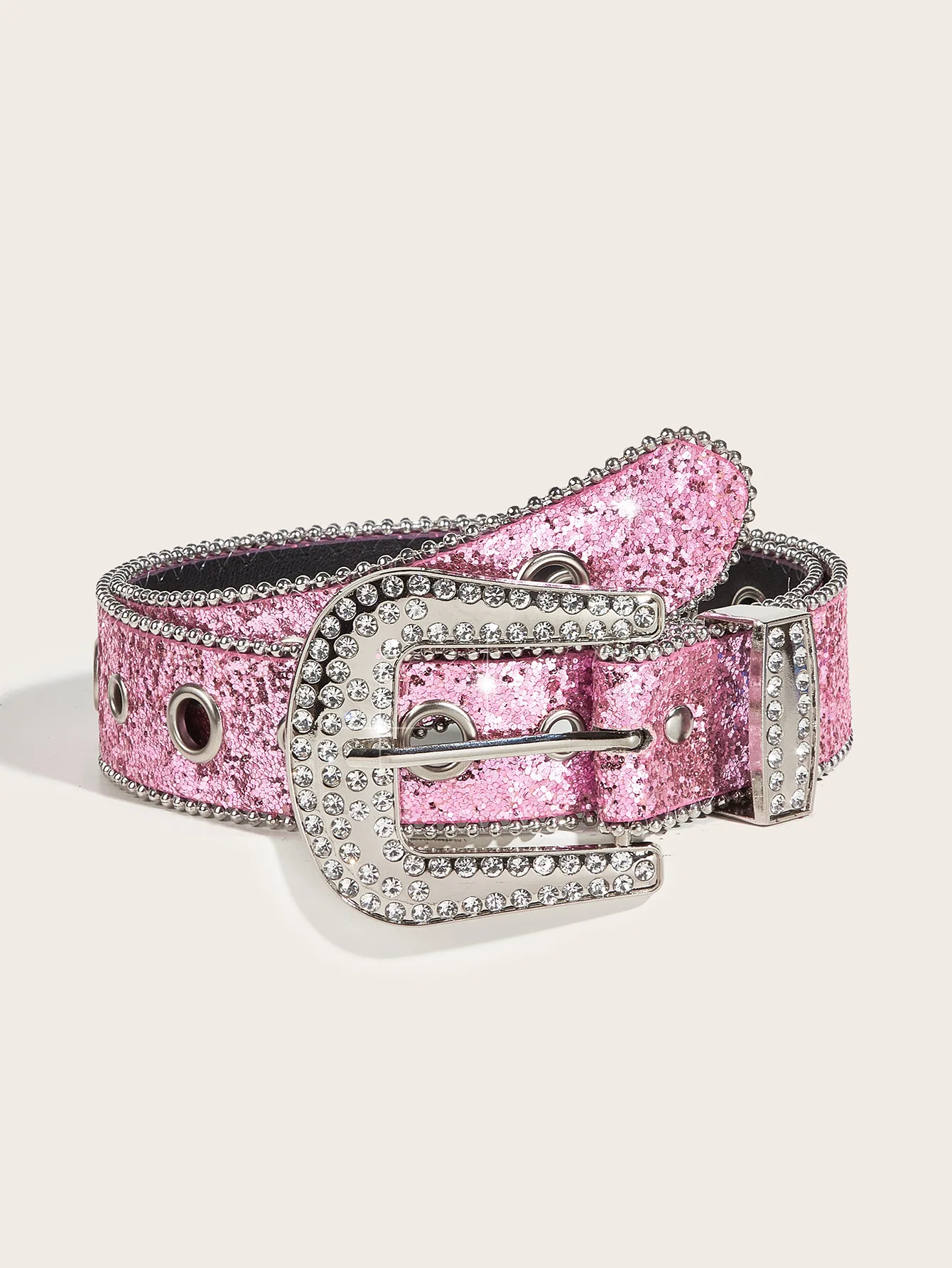 Rhinestone Western Cowgirl Belt - Y2K Sparkling PU Leather Accessory for Women