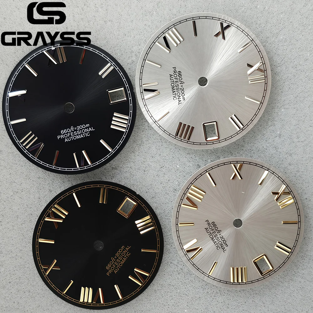 Steel Roman Numerals for DateJust Sunburst Watch Dial - Black, Blue, Gold, Silver Options