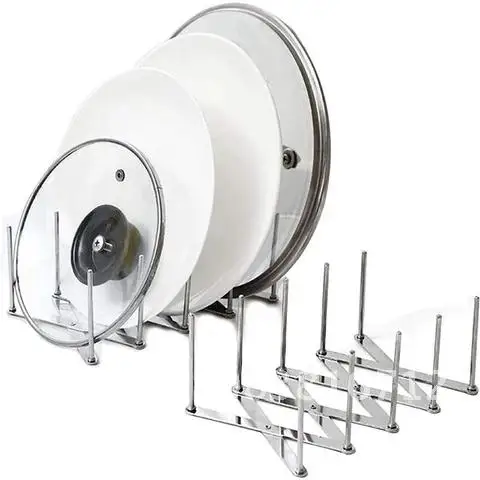 

Extendable Multipurpose Pot Lid Holders Rack Pan Steamer Pans Glasses Holder Flexible Plate Organizer Kitchen Storage Rack