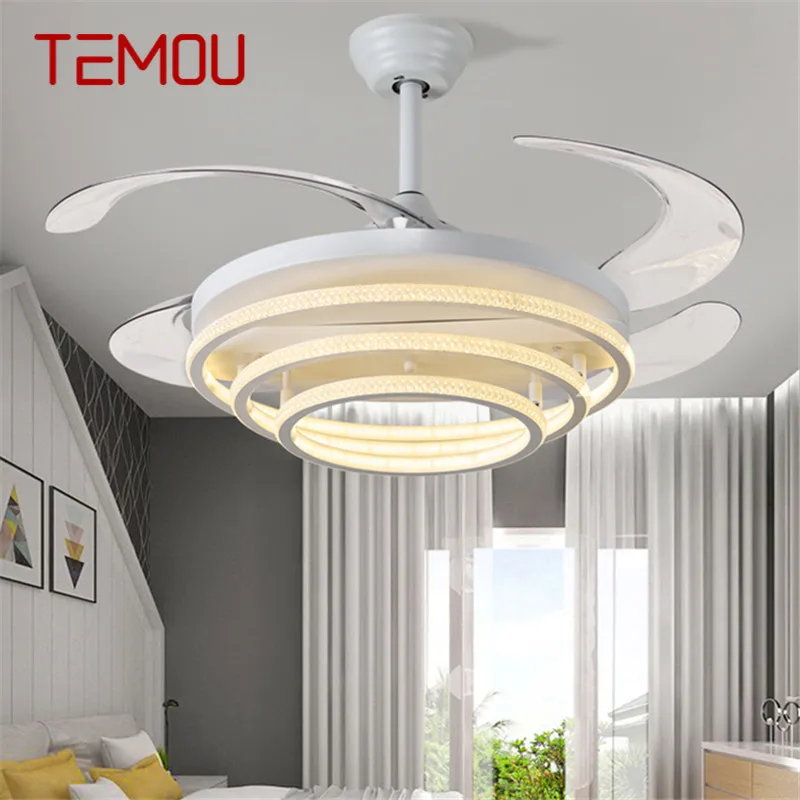 

TEMOU Ceiling Fan Light Modern Living Room Invisible Fan Light Fashionable And Simple Restaurant Bedroom