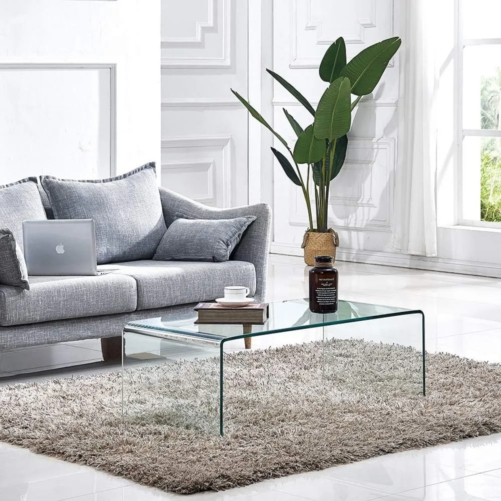 Glass Coffee Table Small Modern table for Living Room Match Well with Rug coffee table