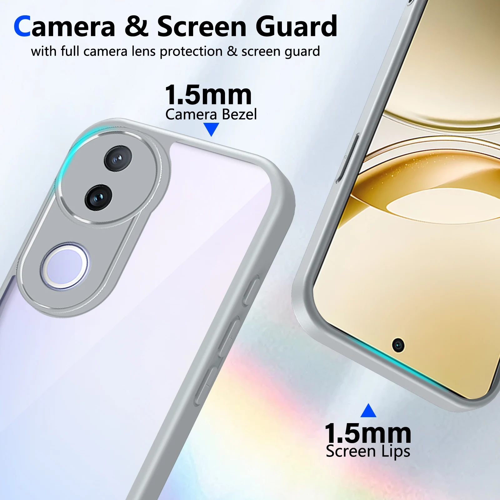 Enhanced Shockproof Silicone Bumper Clear Matte Back Phone Case with Air Cushion Technology