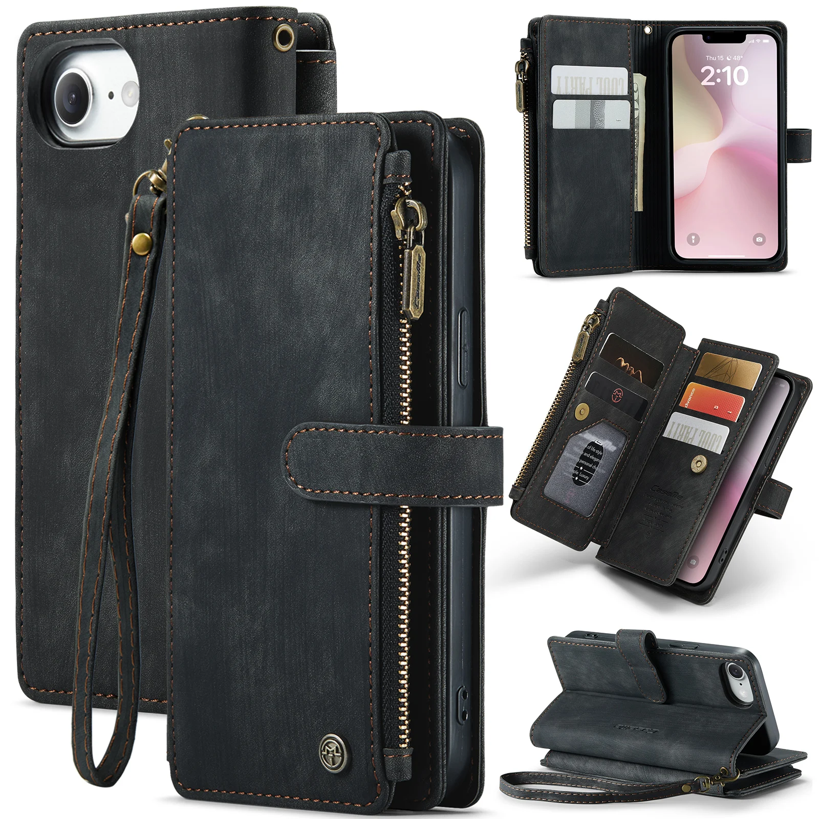 Premium Faux Leather Flip RFID Protective Phone Case with Magnetic Card Holder and Stand Function