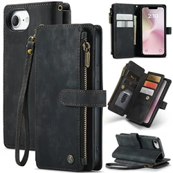 Premium Faux Leather Flip RFID Protective Phone Case with Magnetic Card Holder and Stand Function - iPhone 17 e (Black)