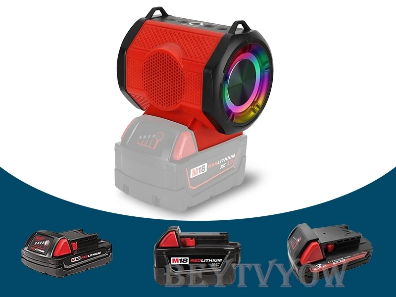 Bluetooth Speaker Compatible with Milwaukee M18 18v Battery With USB Type-C Port