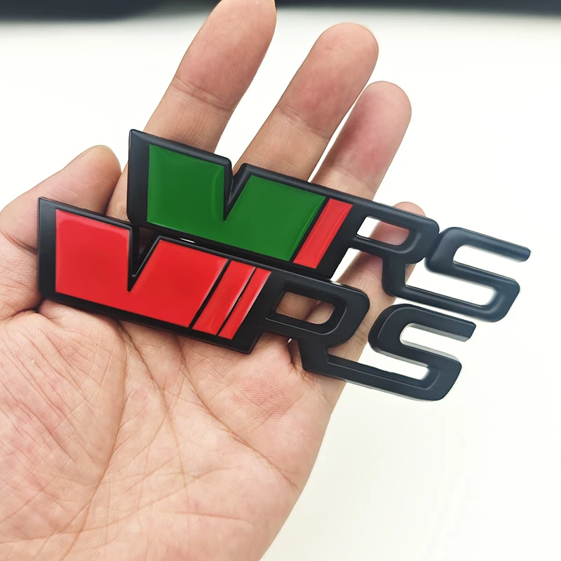 3d 금속 RS 로고 VRS 자동차 앞 그릴 엠블럼 Skoda VRS Octavia 용 후면 트렁크 배지 1 2 3 Rapid Kodiaq Karoq Fabia Kamiq Superb