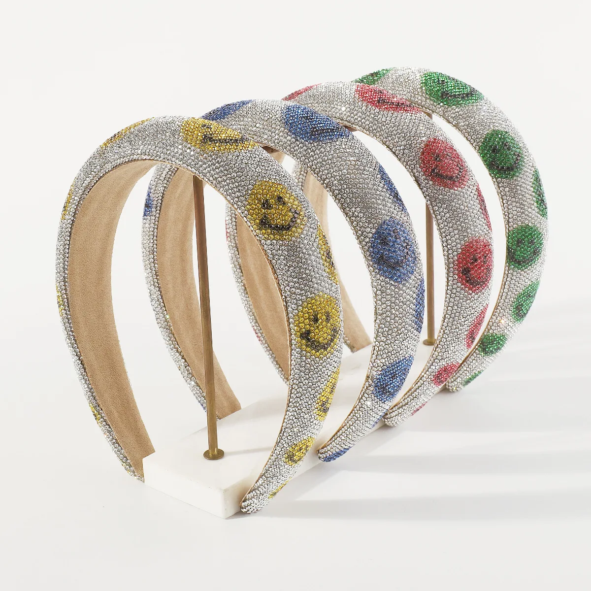 

European and American Fashion Sweet Smiley Face Rhinestone Hairband Personality Simple Heavy Industry Sponge Diamond Headband