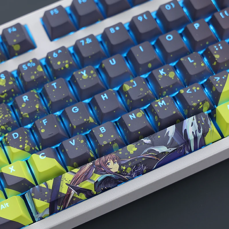 Arknights Amiya Cartoon Anime Gaming Key Caps Pbt Dye-subbed Keycaps Teclado Retroiluminado para Ansi 61 87 104 108 Conjunto de Teclas - Imagem 5