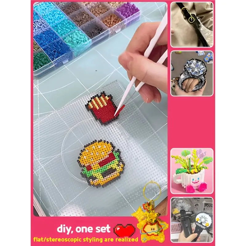 AT43-완전 DIY 펄러 비즈 공예 키트 3D 인터로킹 펄러 비즈 어린이 교육용
