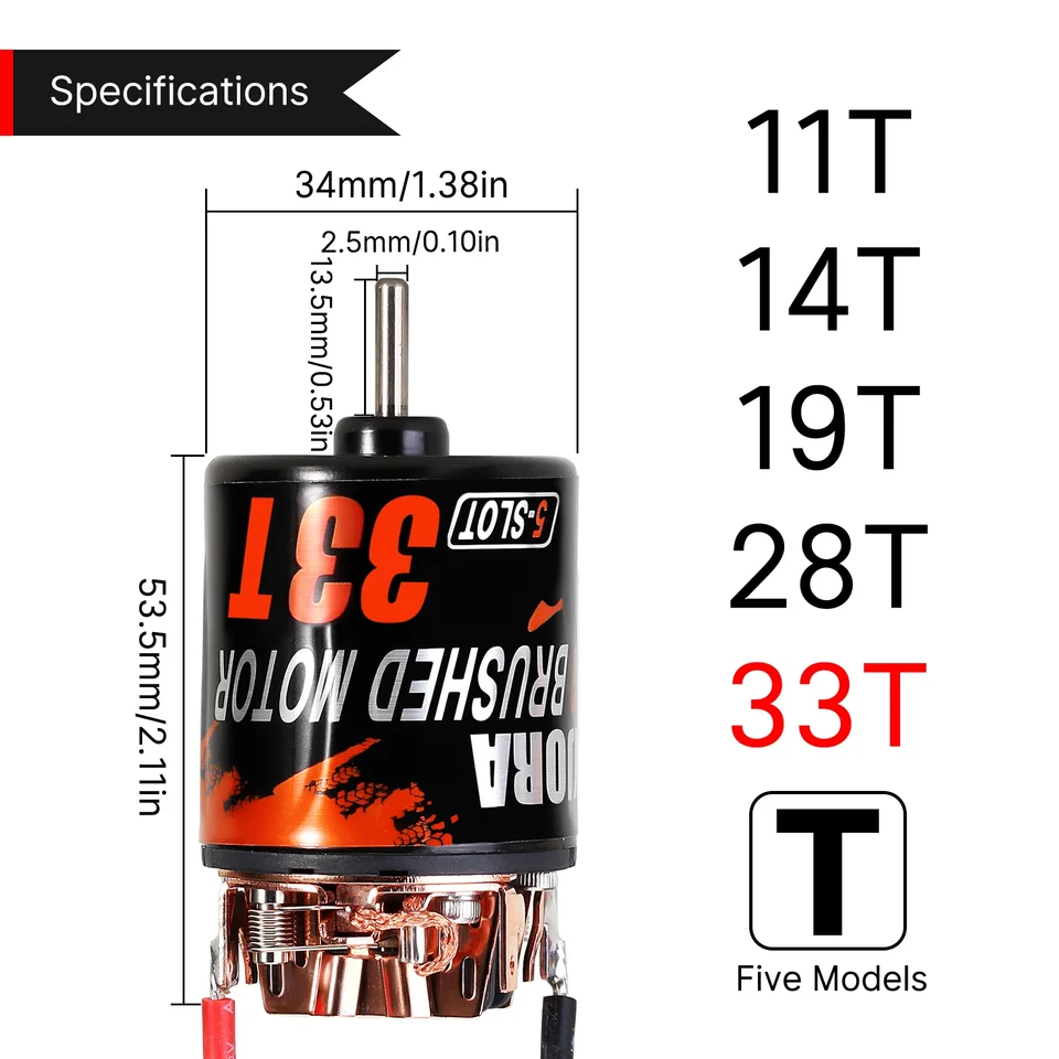 Motore Per Auto RC 540 Spazzolato 55T + ESC 360A Brush-X60 – Kit Con Spina T Per Modellismo 1/10 (Tamiya, Traxxas, HSP)