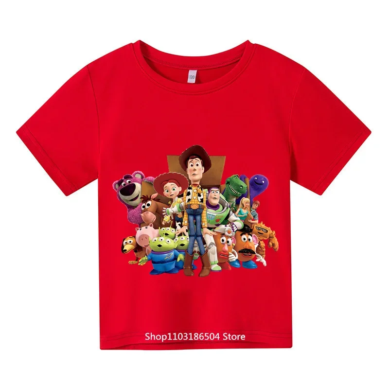 2024 Kids Wear Cute Toy Story Kids Wear Boys Girls Student Sweatshirts Short sleeved Summer outdoors ages 4-14 4