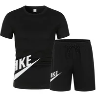 2025 Summer Sports Men's Suit Running 3d Printed Top Casual T-shirt + Shorts 2-piece Jogging Breathable Quick-drying Clothing 1