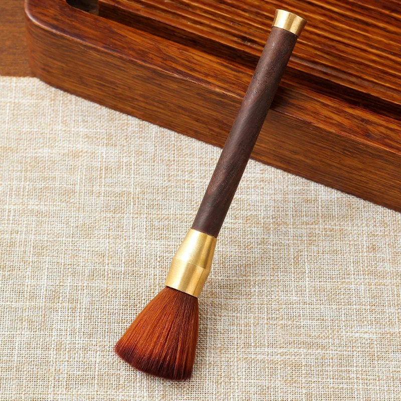 Natural Boar Bristle Tea Cleaning Brush with Ebony Handle