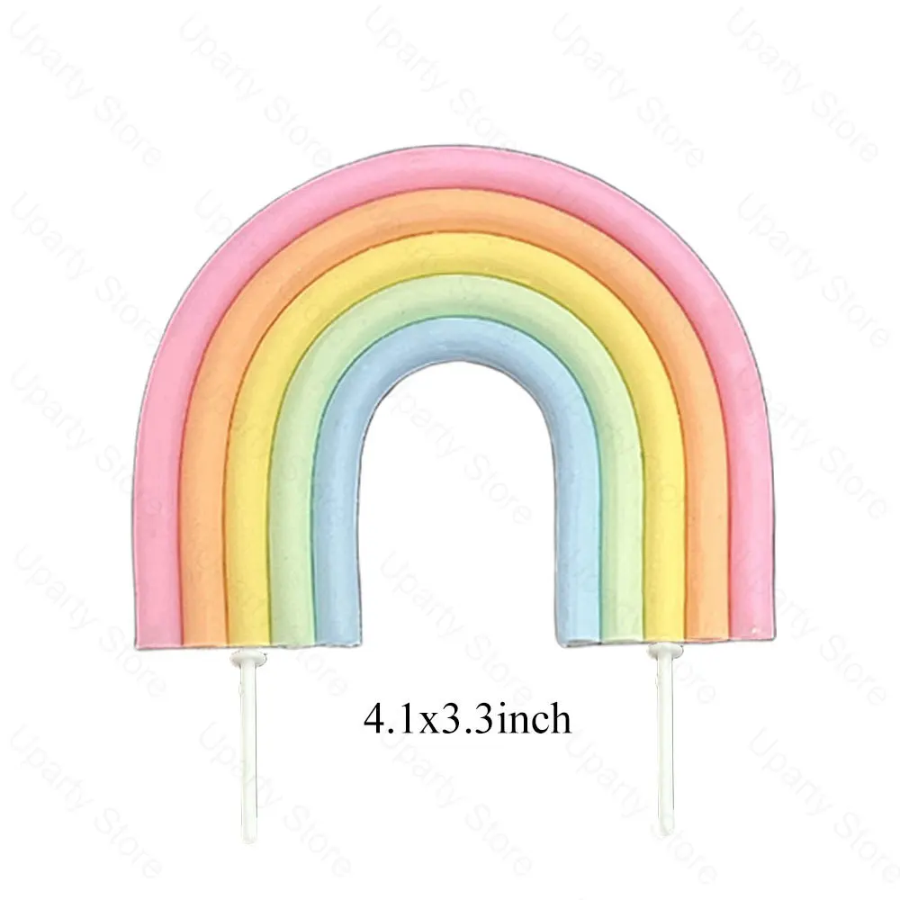 1/2Pcs Rainbow Cake Toppers 3 Colors Soft Pottery Colorful Macaron Rainbow Cake Decoration for Birthday Party Wedding Decor cake topper cake toppers cake decorations