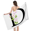 1pc Flower wreath letter pattern Pattern Beach Towel,Ultra-Fine Fiber Beach Blanket,Highly Absorbent Bath Towel,Suitable 4