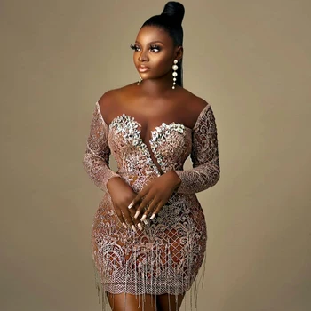 Shola Appliques and Beads Lace Cocktail Dress
