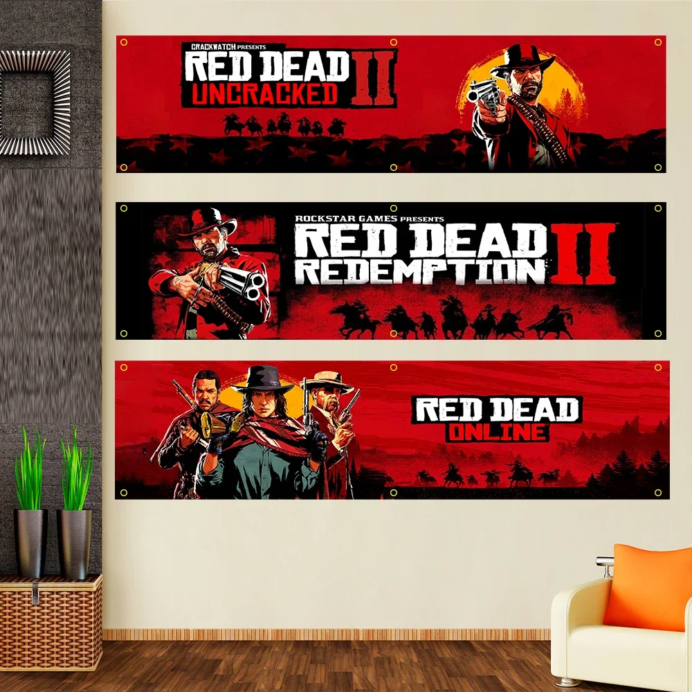Johninbanner 60*240 Red Dead Redemption 2 Rdr2 Us West Cowboy Flag Banner Arazzo Tenda