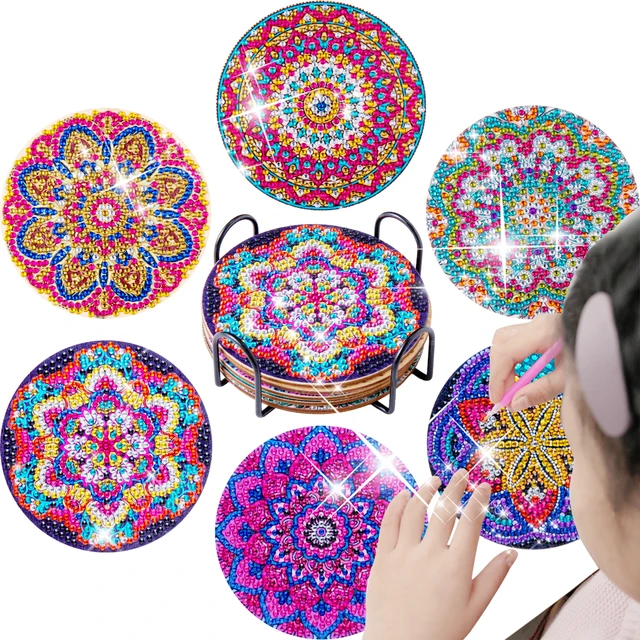 8pcs Diamond Painting Coasters With Holder Diy Mandala Coasters Diamond  Painting Kits For Beginners Kids Christmas Birthday Gift - AliExpress