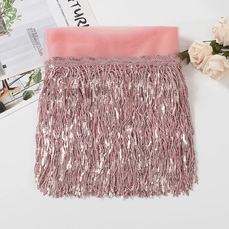Suede Tassel Velvet Trim with Rivet and Diamond Fringe for DIY Garment Decoration