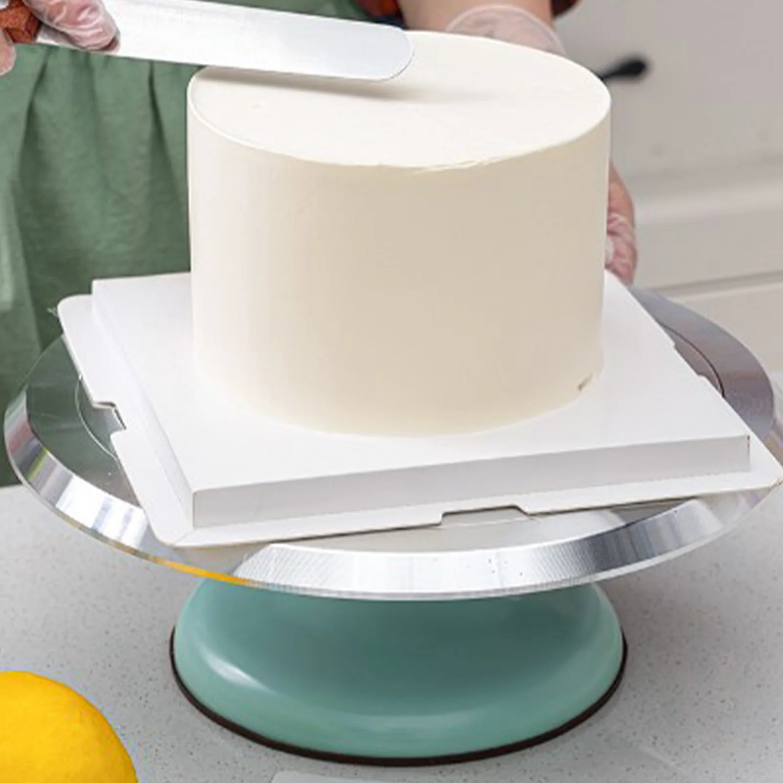 Baking Supplies Cake Turntable Revolving Cake Stand Aluminum Alloy 10 Inch Silent Bearing Rounded Edges For Home Decorating Supplies