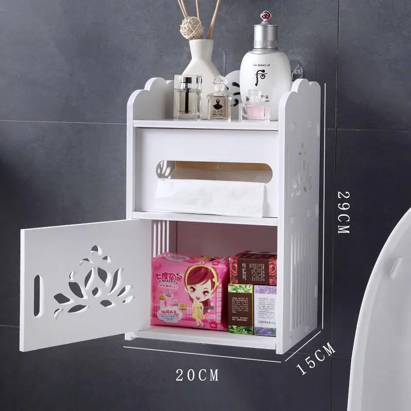 

Multifunctional Punch-free Toilet Tissue Box Space Saving Bathroom Stoarge Cabinet Small Sundries Storage Holder Home Furniture
