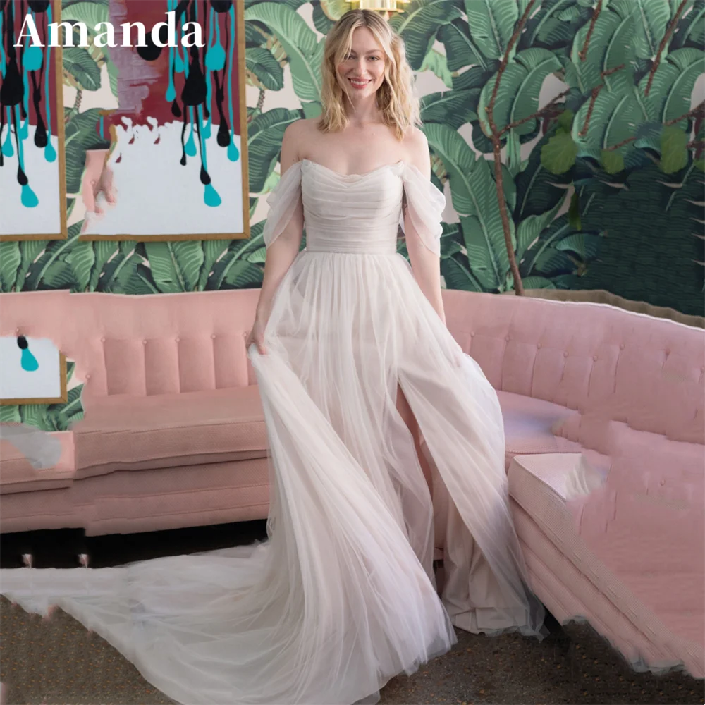 

Amanda Elegant Off Shoulder Vestidos De Noche Boho Ivory White فساتين مناسبة رسمية Gentle Short Sleeve A-line Prom Dress 2023