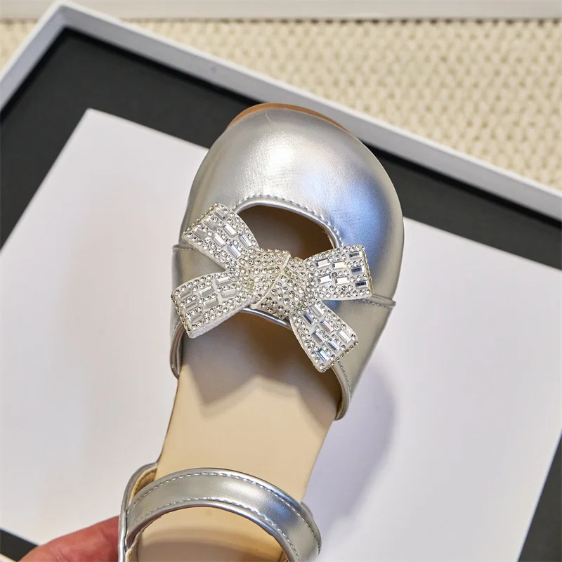 Girls Summer Sandals with Shiny Bow Non Slip