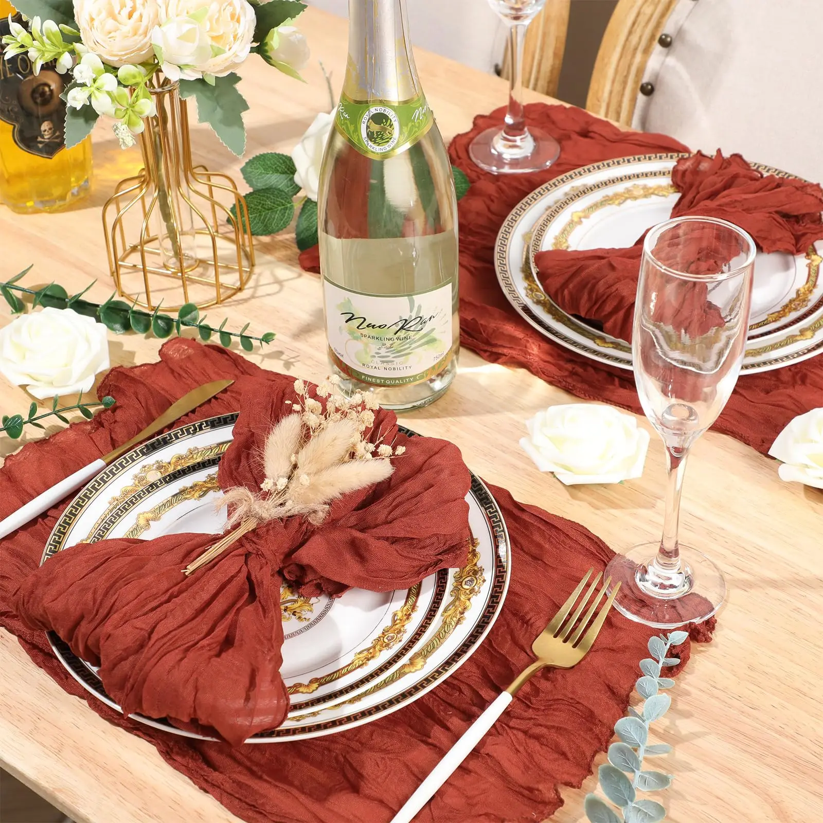30-200Pcs Terracotta Cheesecloth Napkins Cotton Gauze Towel Wedding Napkin 20*20Inch Napkin Serving for Party Table Decor