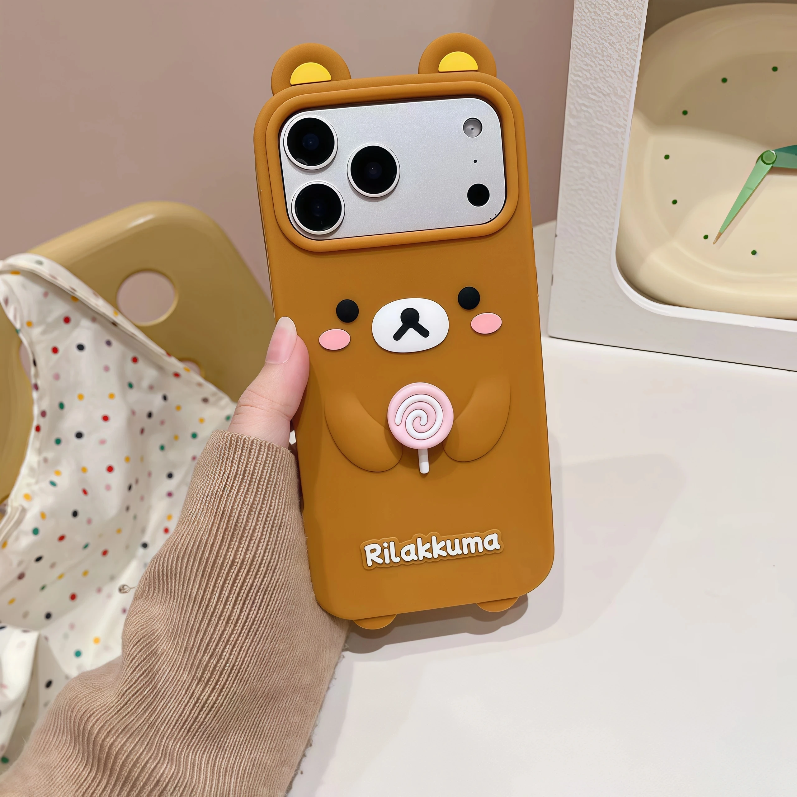 Adorable Rilakkuma Cartoon Soft Silicone Phone Case - Shockproof Cover