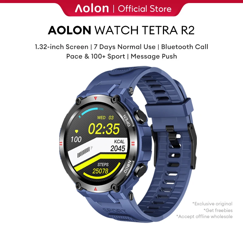Aolon Tetra R2 Smart Watch Bluetooth Call 24h Heart RateHealth