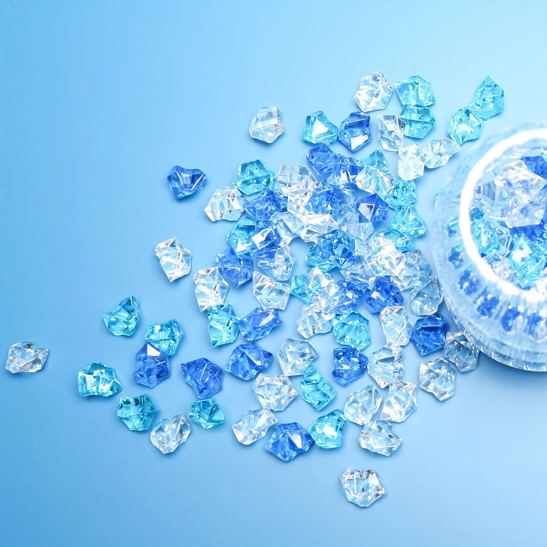 50/100/150pcs- Vibrant Blue  ice Rocks - Premium Fake ice Cubes & Sparkling Gems for Decorations, Weddings, Dly Crafts