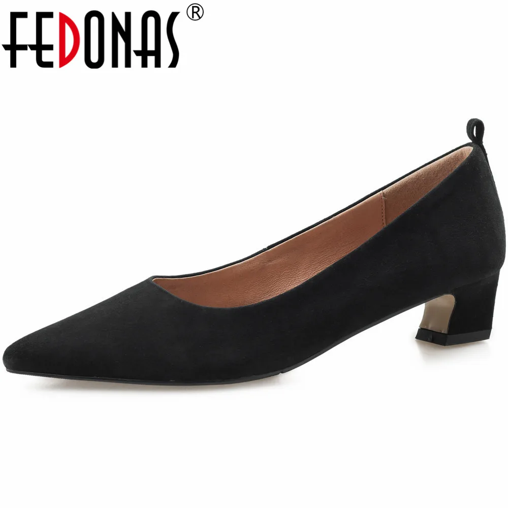 

FEDONAS Newest Office Lady Shoes Woman Pumps 2024 Spring Summer Genuine Leather Pointed Toe Mature Concise Working Shoes Basic