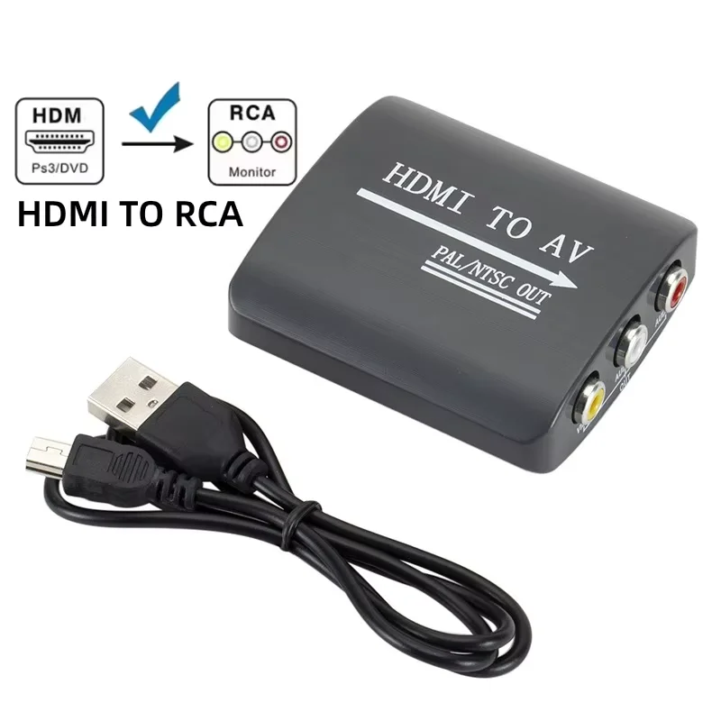 1080P HDMI uyumlu AV RCA CVSB L/R Video Ölçekleyici Adaptörü HD Video Kutusu Dönüştürücü AV HDMI uyumlu Dönüştürücü Desteği PAL