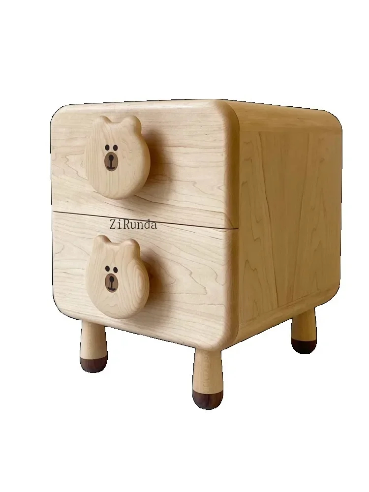 1Children's room, all solid wood bedside tables, black walnut bedside tables, cartoon storage cabinets