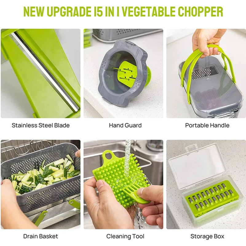 Vegetable Chopper Slicer Onion Chopper Dicer, Multi 22-in-1 Veggie Mandoline  Slicer Food Chopper Cutter for Tomato Fruit with Le