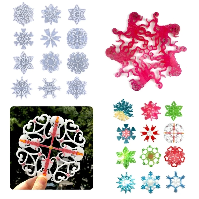 Christmas Ornament Resin Mold Snowflake Keychain Silicone Mold for Key Ring Pendant Mold Christmas Tree Decoration Dropship rainbow effects snowflake pendants silicone mold christmas decoration snowflake charm resin molds diy craft