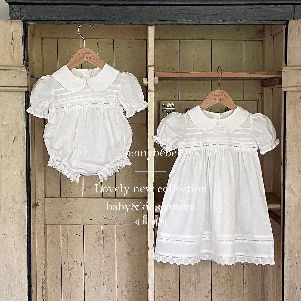   소녀 Rompers  Bodysuit 소녀 Jumpsuits 꽃잎 칼라 Rompers   소녀 짧은 소매 Rompers 옷
