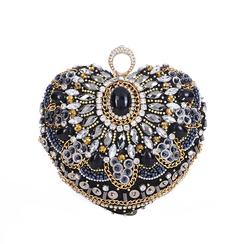 Heart Women Bag Finger Diamonds Purse Clutch Chain Shoulder Emroidery Messenger Bag Rhinestones Weeding crossbody bag women shoulder bag women messenger bag