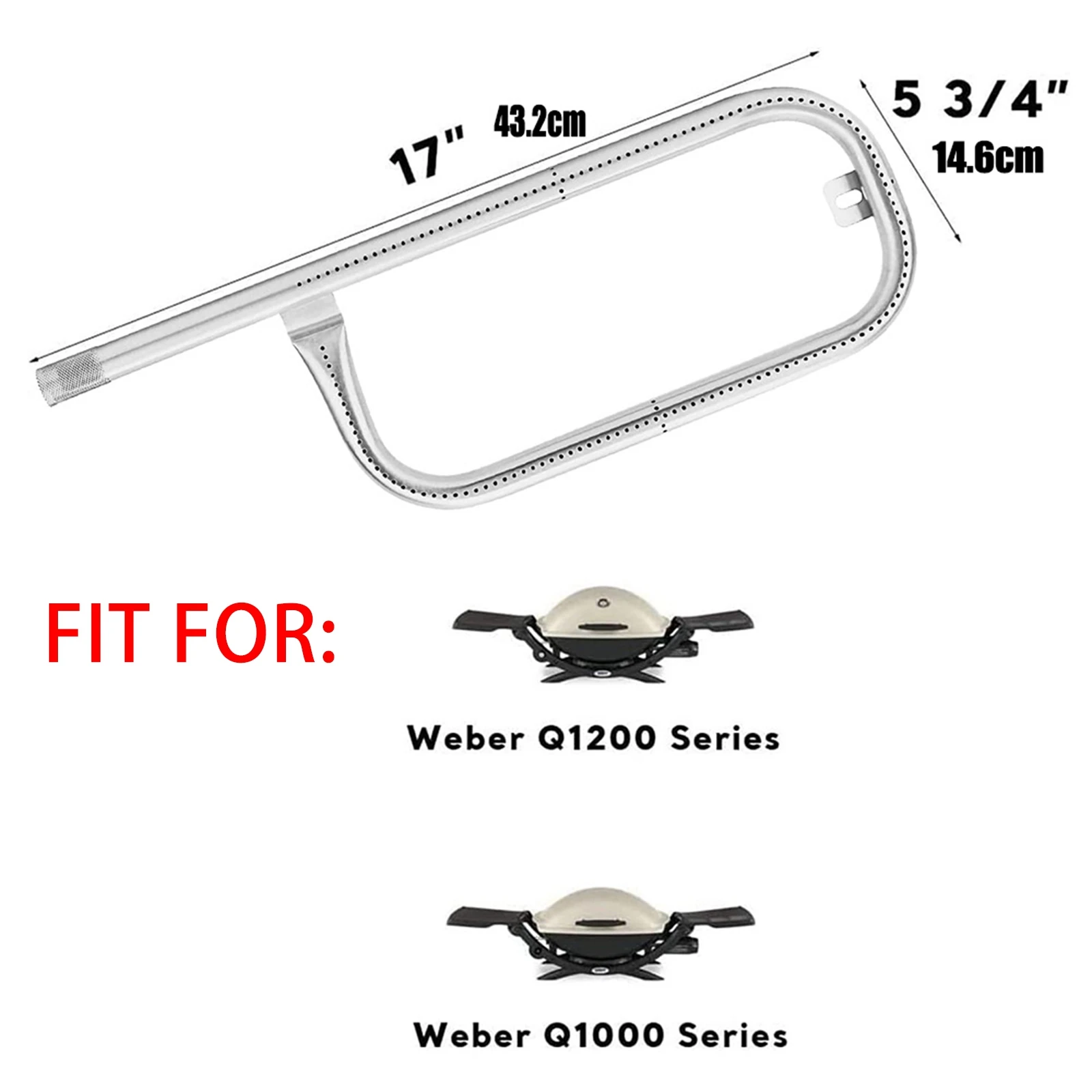 304 Stainless Steel 60040 69957 Grill Burner Tube Replacement for Weber Q100 Q120 Q1000 Q1200 Baby Q Slivers gas burner