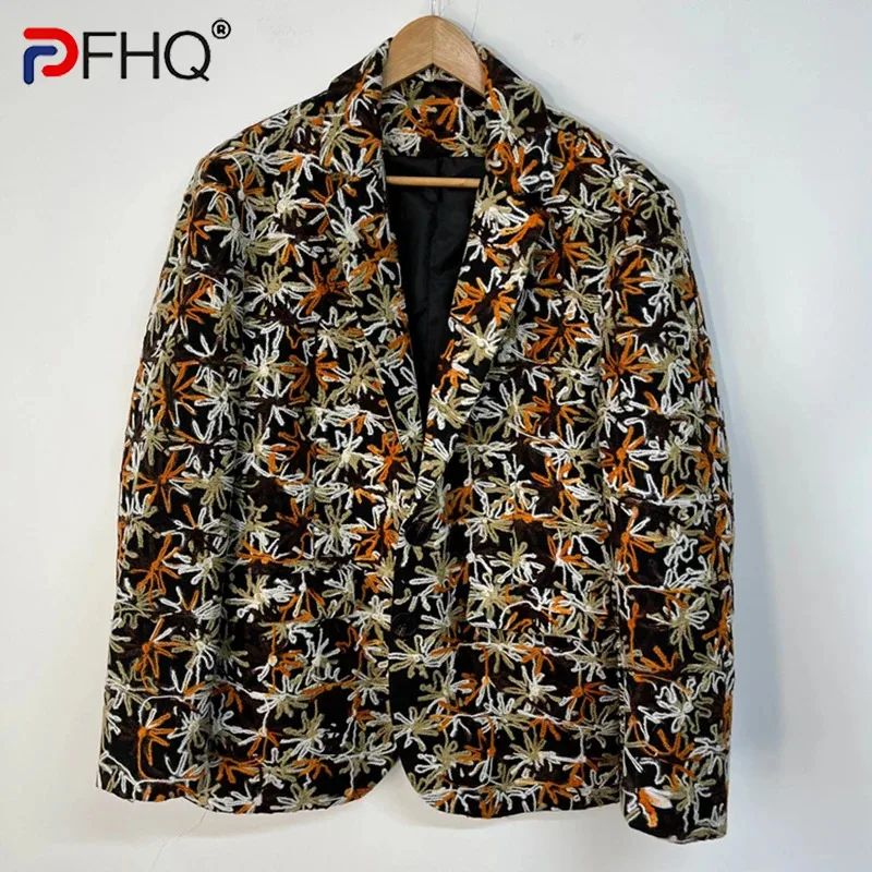 

PFHQ мужской вышитый Универсальный блейзер с принтом, Высококачественная уличная одежда, повседневная индивидуальная абстракция, разборка пальто 21Z1611
