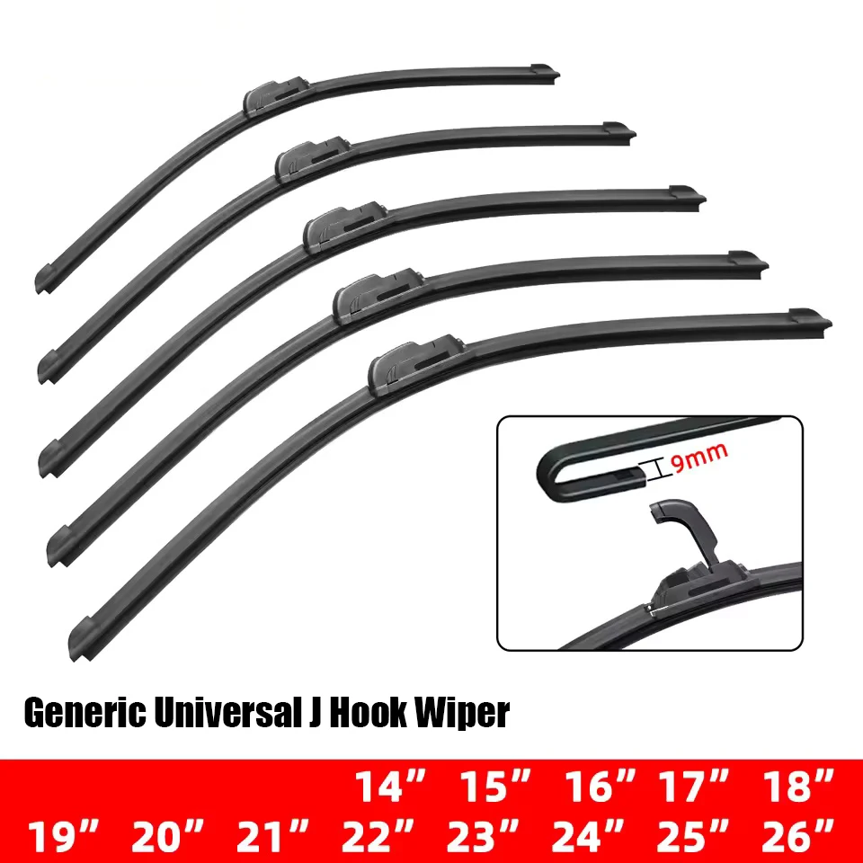 Car Windshield Wiper blades Hook Universal Soft Rubber Frameless Bracketless Car Wipers 14
