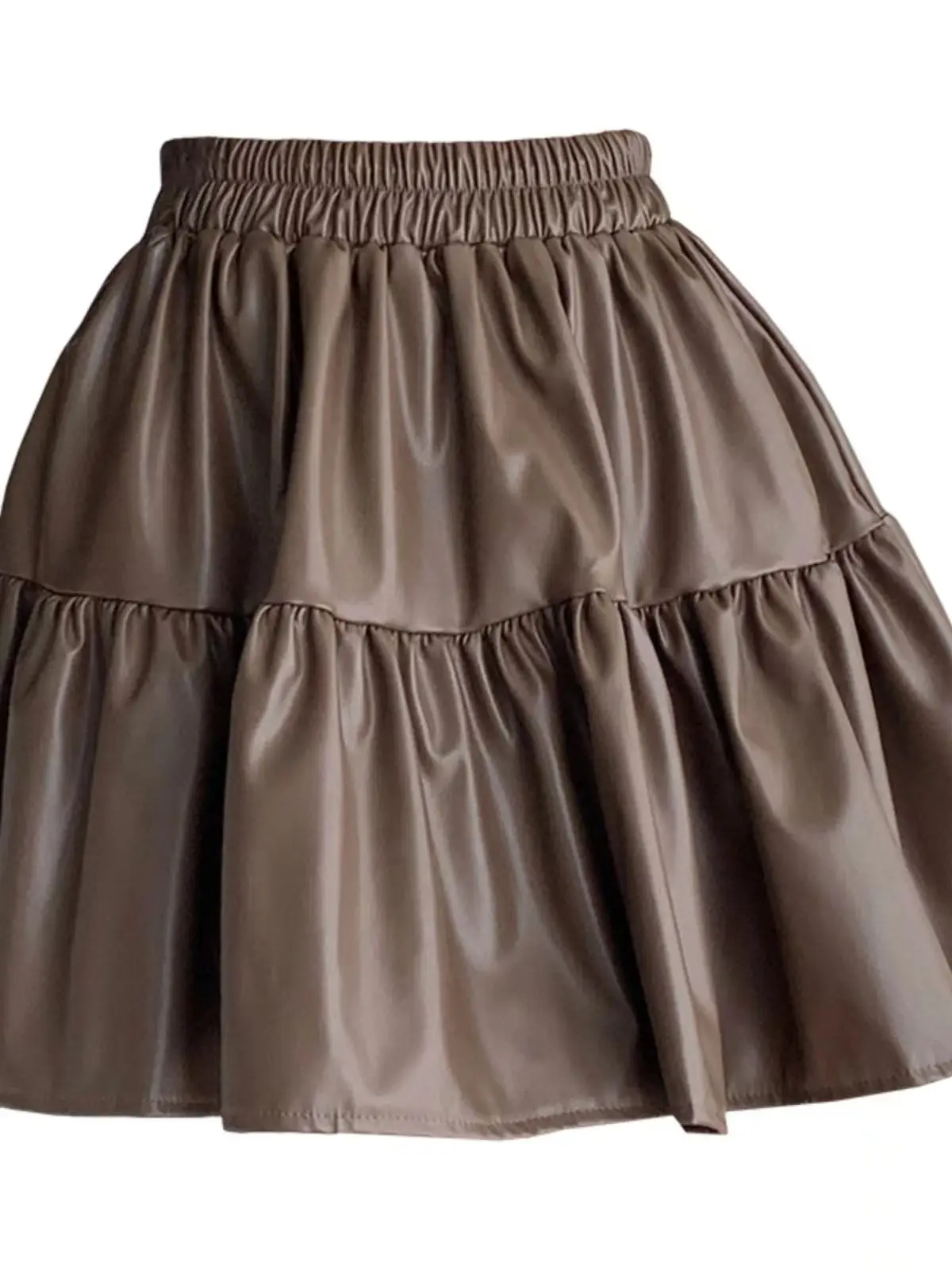Women's PU Leather High Waist Pleated Mini Skirts Flared Short Skirt Nightclub Festival Rave Outfits