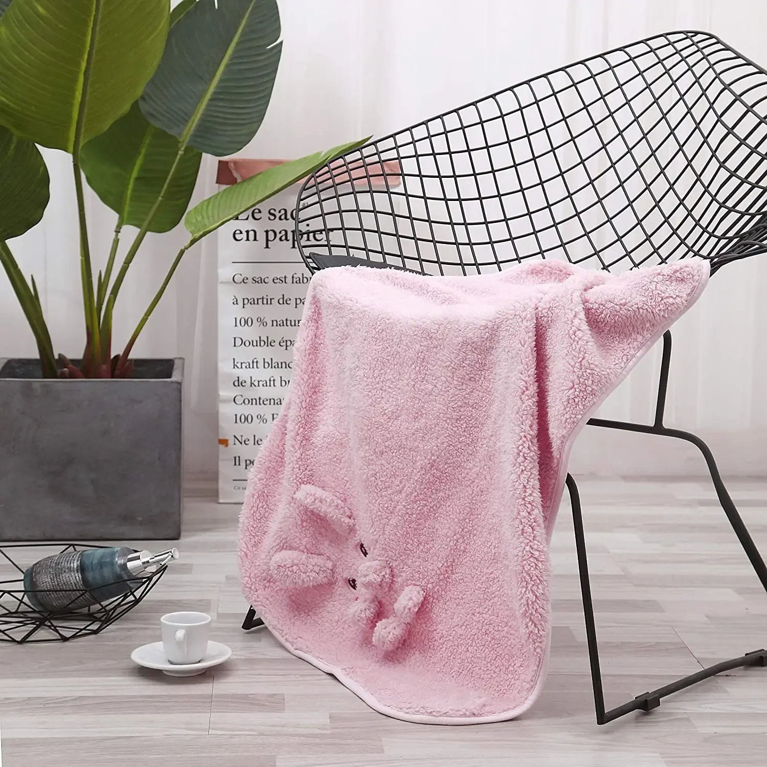 2-Pc Organic Wool Baby Blanket Set 'Find aFriend'-Bunny & Sheep Design for Newborns & Toddlers