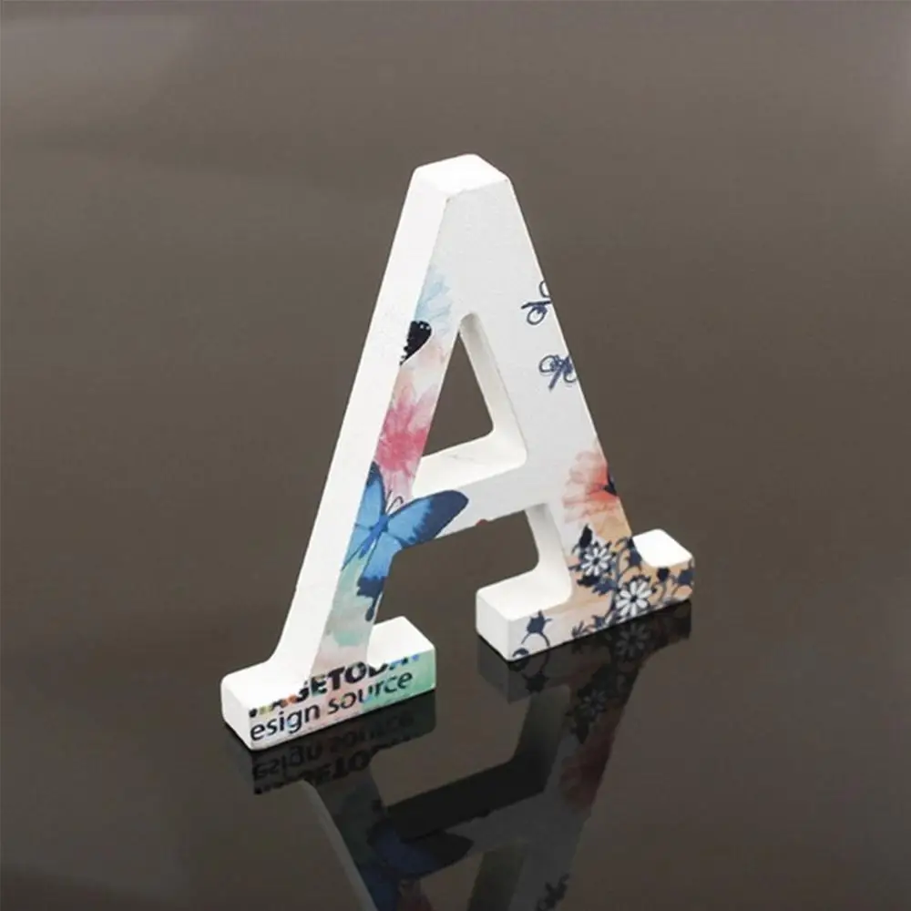Printed Wooden Alphabet Letters A-Z Decorative Wood English Letter Sign for Wedding Nursery Baby Room Decoration Craft Supplies