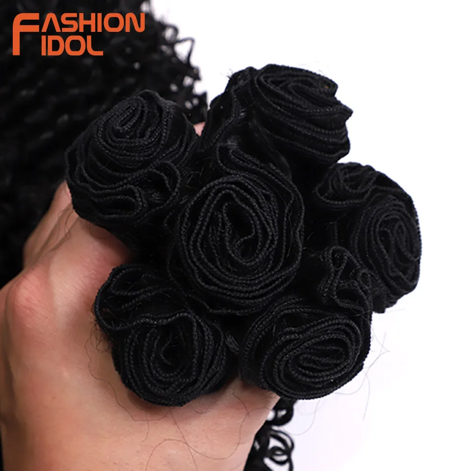 12-14 inches 6PCS 260g Synthetic Afro Kinky Curly Hair Extensions Blonde Twist Deep Wave Fake hair extensions