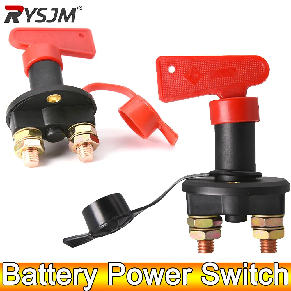 Battery Disconnect Switch AD Car Power Switch 12V Main Cut Off Kill Switch Vehicle Modified Isolator Disconnector Red Key Cut Off For Truck Boat