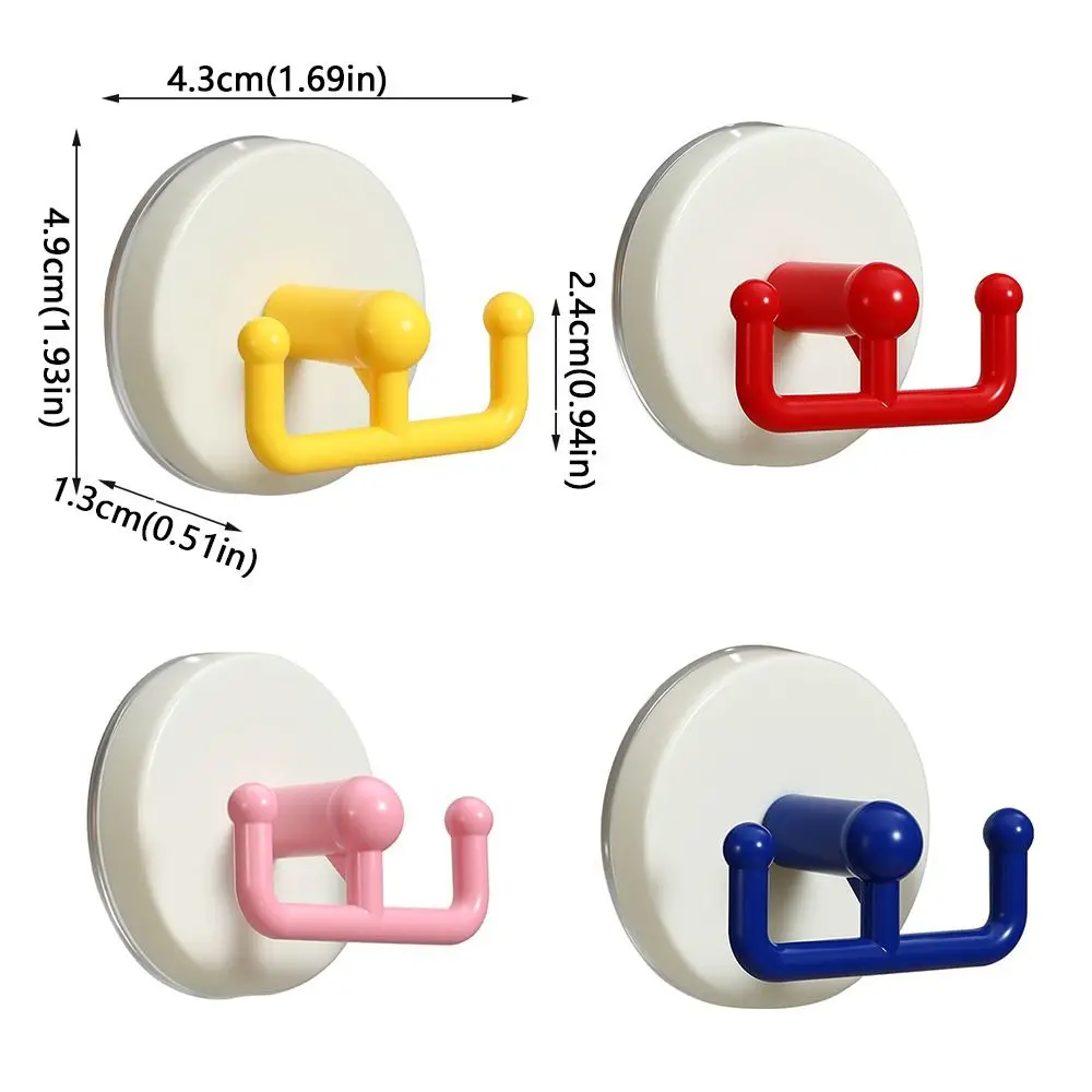 5pcs Vacuum Pressing Suction Cup Hook High Load Capacity Double-hook Kitchen Hook Plastic No Drill Bathroom Organiser Dorm Room