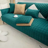 Solid Color Black Universal Non-slip Sectional Sofa Cover Super Soft Corduroy Plush Quilted Sofa Towel L Shape Corner Cover 1